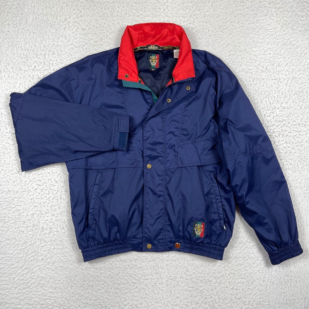 Sunice Windbreaker Mens M Blue Golf Jacket Mesh Lined Retro Sporty Gorpcore
